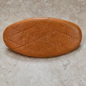 VINTAGE RARE EVE REID TAN LEATHER PONYTAIL HOLDER HAIR CLIP TIE BACK ACCESSORY